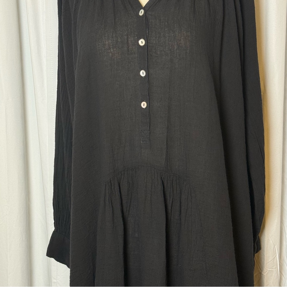 Honorine Paola Dress Cotton Gauze Coverup Black Oversized Womens Small - Picture 5 of 10